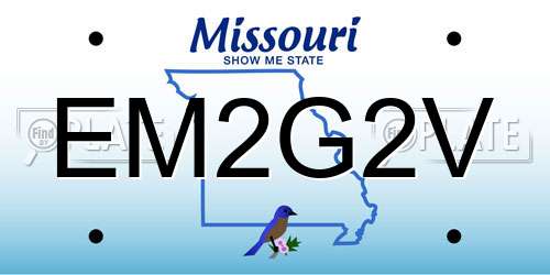 EM2G2V Missouri License Plate