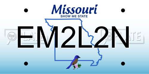 EM2L2N Missouri License Plate