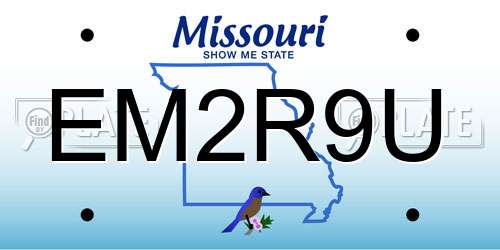 EM2R9U Missouri License Plate