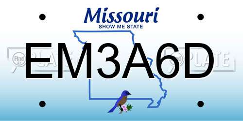 EM3A6D Missouri License Plate