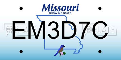EM3D7C Missouri License Plate