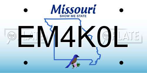 EM4K0L Missouri License Plate