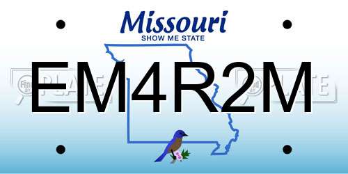 EM4R2M Missouri License Plate