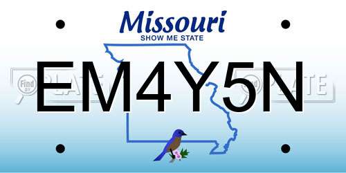 EM4Y5N Missouri License Plate