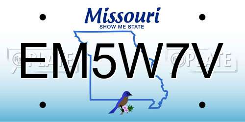 EM5W7V Missouri License Plate