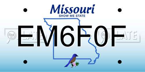 EM6F0F Missouri License Plate