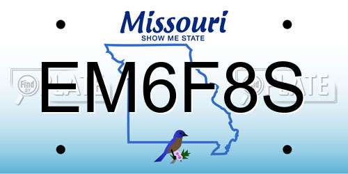 EM6F8S Missouri License Plate