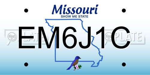 EM6J1C Missouri License Plate