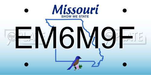 EM6M9F Missouri License Plate