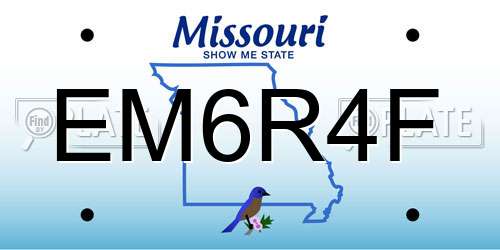 EM6R4F Missouri License Plate