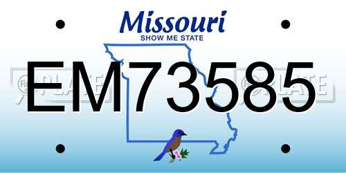 EM73585 Missouri License Plate