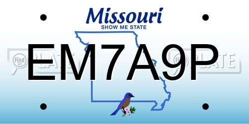 EM7A9P Missouri License Plate