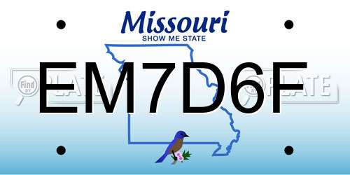 EM7D6F Missouri License Plate