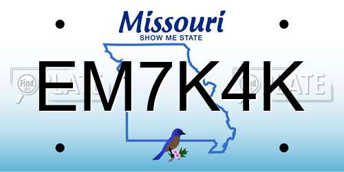EM7K4K Missouri License Plate