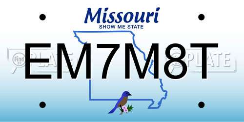 EM7M8T Missouri License Plate