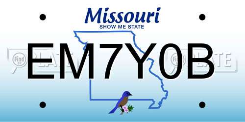 EM7Y0B Missouri License Plate