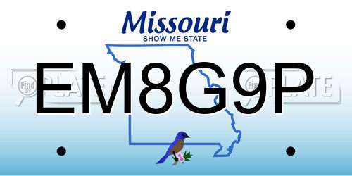 EM8G9P Missouri License Plate