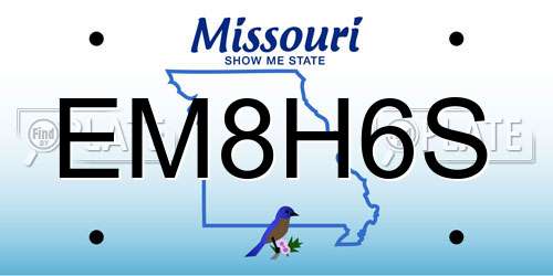 EM8H6S Missouri License Plate