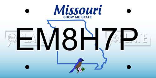 EM8H7P Missouri License Plate