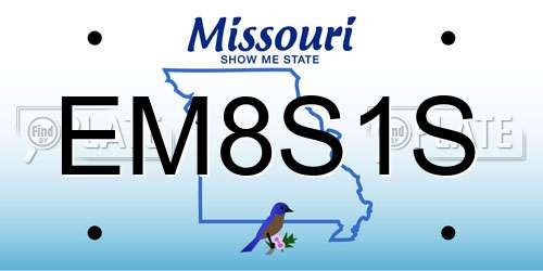 EM8S1S Missouri License Plate