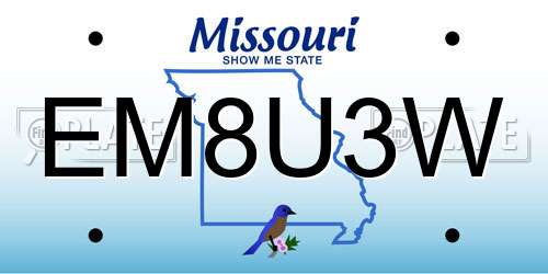 EM8U3W Missouri License Plate
