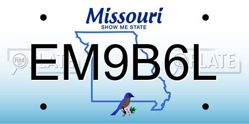 EM9B6L Missouri License Plate