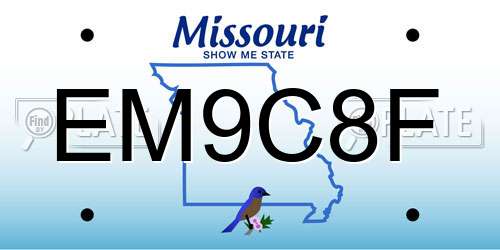 EM9C8F Missouri License Plate