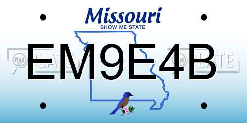 EM9E4B Missouri License Plate