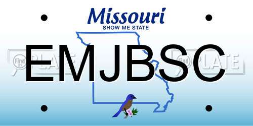 EMJBSC Missouri License Plate