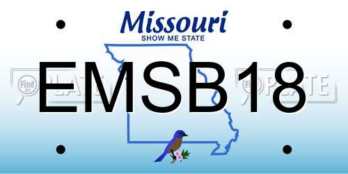 EMSB18 Missouri License Plate