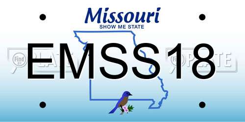 EMSS18 Missouri License Plate