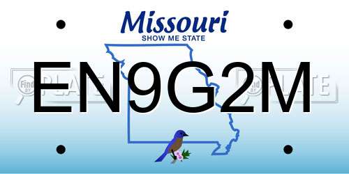 EN9G2M Missouri License Plate