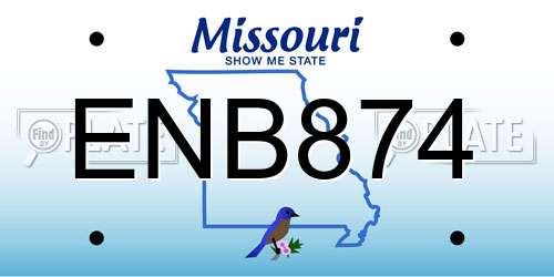 ENB874 Missouri License Plate