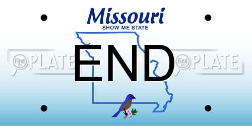 END Missouri License Plate