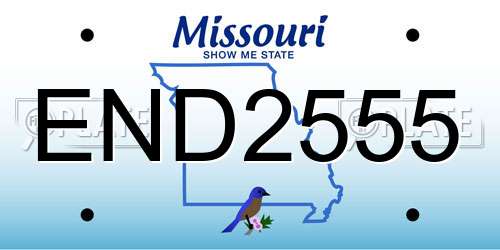 END2555 Missouri License Plate