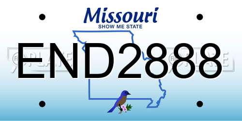 END2888 Missouri License Plate