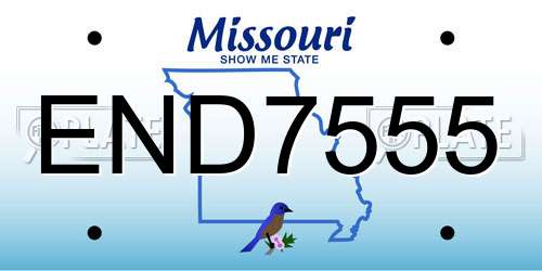 END7555 Missouri License Plate