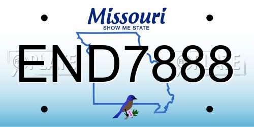 END7888 Missouri License Plate