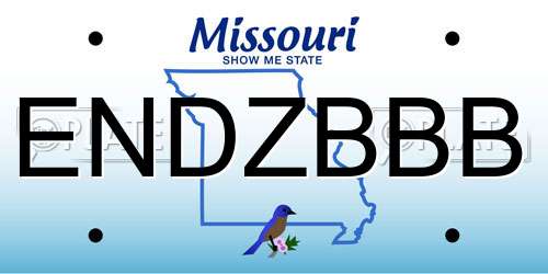 ENDZBBB Missouri License Plate