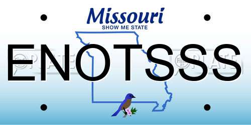 ENOTSSS Missouri License Plate