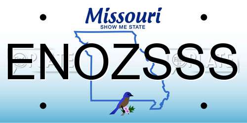 ENOZSSS Missouri License Plate