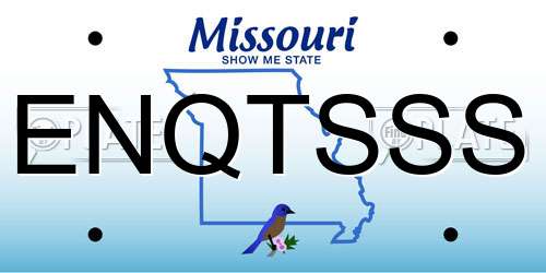 ENQTSSS Missouri License Plate