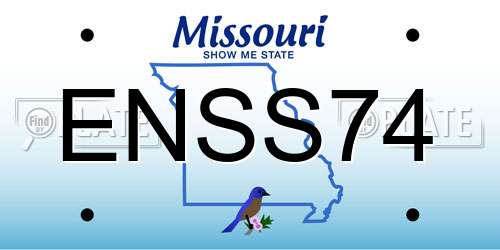 ENSS74 Missouri License Plate