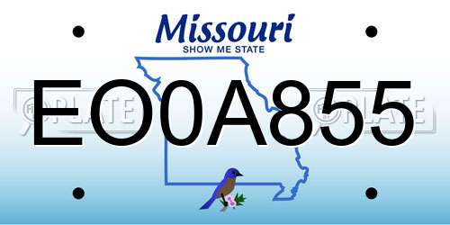 EO0A855 Missouri License Plate