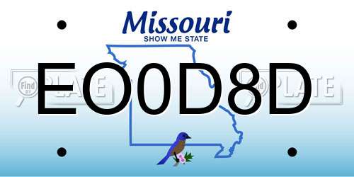 EO0D8D Missouri License Plate