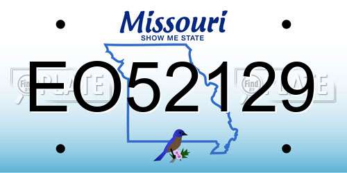 EO52129 Missouri License Plate