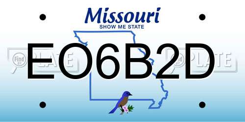 EO6B2D Missouri License Plate