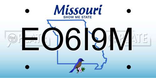 EO6I9M Missouri License Plate