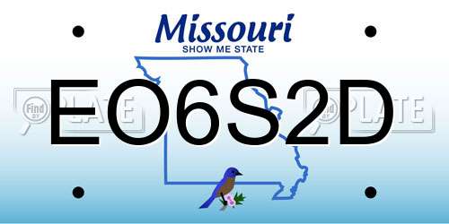 EO6S2D Missouri License Plate