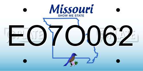 EO7O062 Missouri License Plate